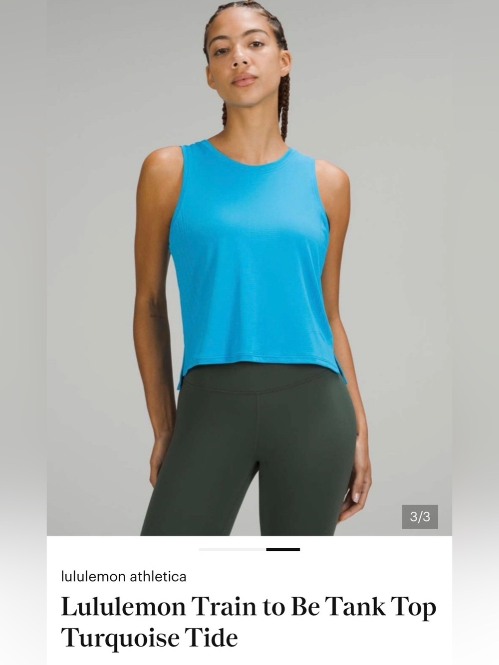 Lululemon Train to Be tank top - Turquoise Tide est 14 (21.5 p2P)